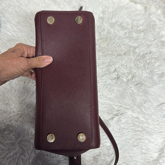Michael Kors Selma Medium Saffiano Leather Satchel - Crossbody Bag color Merlot - Picture 8 of 13